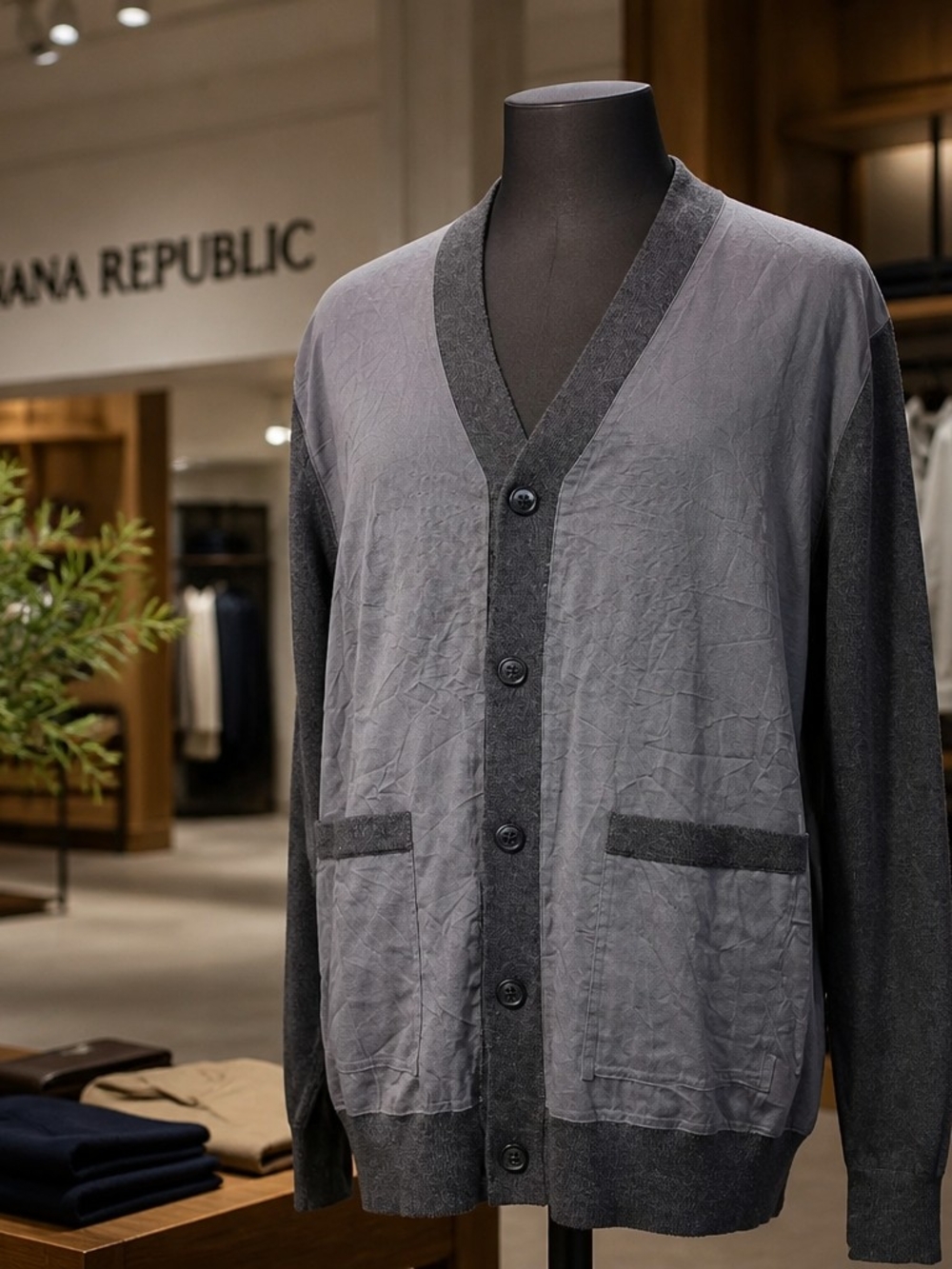 Banana Republic Cotton Light Grey Cardigan Size L NWT